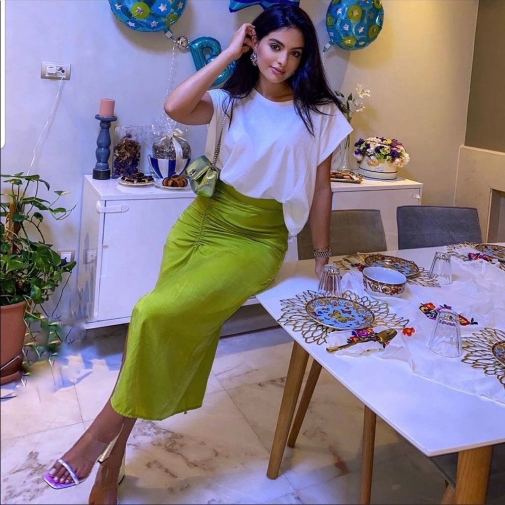 GATHERED MIDI SKIRT TRF - Picture 5 of 14